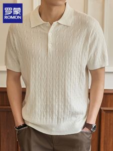 ROMON | Breathable Short Sleeve Knit Twisted Collar Polo Shirt