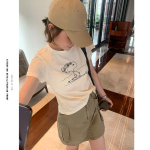 Áo Thun Nữ Tay Ngắn in Họa Tiết Thời Trang Mùa Hè Cổ Tròn Dáng Ôm Vừa Vặn Phong Cách Hàn Quốc Thường Ngày Chất Liệu Cotton