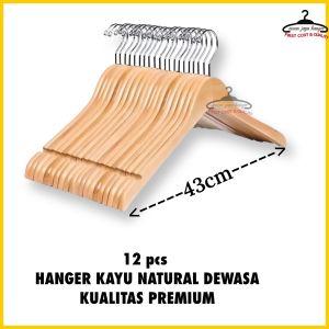 Hanger kayu DEWASA NATURAL 1 lusin ( 12 pcs)