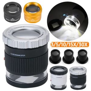 3/5/10/30X แว่นขยาย K9 เลนส์ Monocle แว่นขยายแว่นขยายเลนส์ซ่อมนาฬิกาสําหรับเหรียญแสตมป์เครื่องประดับ Lupe Loupe