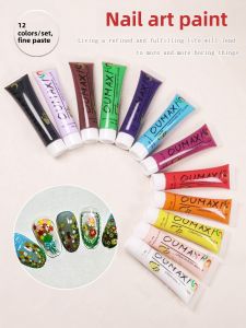 12 Colors Acrylic Nail Art Paints for Beginners Nail Surface Painting Practice Professional Nail Art Tools from China
