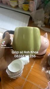 Cốc Uống Nước 400ml cho bé Cốc Sứ Decor Chịu Nhiệt họa tiết hoa quả Dễ Thương tiện dụng Hình Quả Bí Ngô...