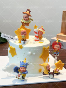 ของตกแต่งเค้กวันเกิดรูปเด็กชายและเด็กหญิง บุคคลต้องการลม ตัวละครแอนิเมชั่น วัสดุพลาสติก ของตกแต่งเค้ก ของประดับเค้ก
