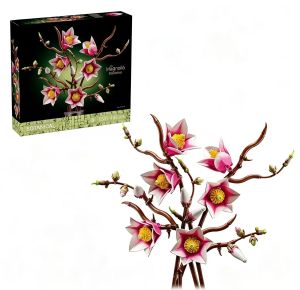 Artificial Flower Bouquet DIY Building Blocks Botanical Collection Home Decor Rose Orchid Potted Plant Gifts for Women Mom Wife