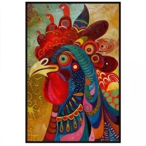 Tranh treo tường tranh dán tường tranh trừu tượng trang trí con gà trống tranh phong thủy decor phong cách hiện đại in Canvas. CGI-371
