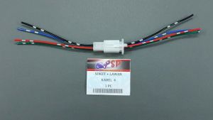Soket + Lawan Kabel 4 - Kabel Cable Cabel Socket Fitting Cop Konektor Untuk Sambung Kabel 4 PIN Skun