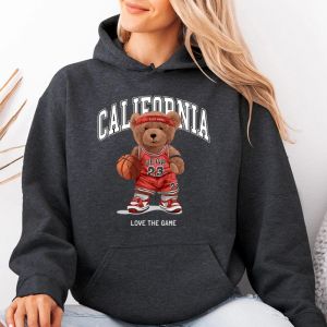 California Basketball Teddy Bear Iron-On Transfers Sticker For T-Shirts DIY Washable Heat Transfer Patch For Clothes Stickers