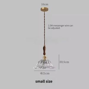 American Retro Flower Brass Glass Chandelier Bedside Lamp Walnut Restaurant Bar Table Lamp French Homestay Lamp