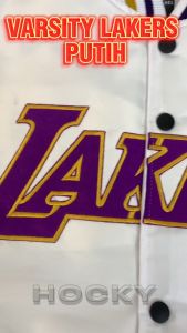 HOCKY Jaket Varsity Baseball Premium Pria Wanita Lakers Full Bordir Casual Vintage Kekinian Terbaru