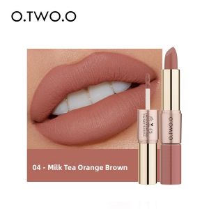 O.TWO.O Velvet Matte Lipstick Double Head Long-lasting Waterproof Non-stick Cup Colorful Lip Gloss Rose Gold Series