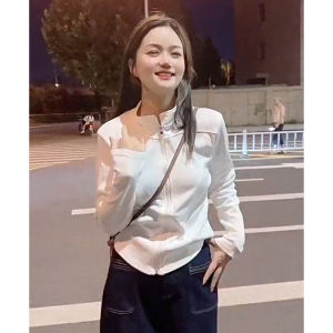 เสื้อแจ็คเก็ตคอตั้งซิปแบบลำลองสำหรับผู้หญิง เสื้อยืดทรงสลิมฟิต เสื้อคลุมกันหนาวฤดูใบไม้ผลิและฤดูใบไม้ร่วง ทรงเข้ารูป แขนยาว ปกติ