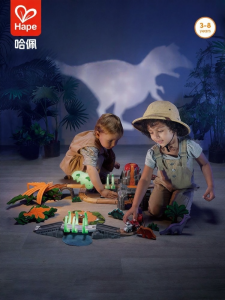 Hape | Light-up Dinosaur Themed Wooden Roller Coaster with Sound Effects