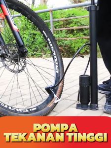 Pompa Angin Ban Sepeda dan Motor Kompa Speda Meter Tekanan Manual Dual Pentil Alloy