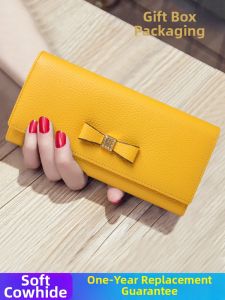 SIFULUN | Fashionable Bow Genuine Leather Wallet Phone Holder