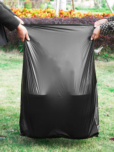Large Size Flat-Mouth Thick Black Garbage Bag for Household Commercial Use Hand-Held Plastic Trash Can for Extraction