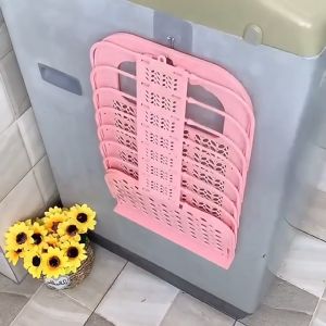 NEW Portable Household Foldable Bathroom Wall-mounted Home Laundry Basket Plastic Dirty Clothes Storage Basket large Storage Basket Plastic  folding bathrokn laundry basket Laundry Bag Easy to Install Durable Practical laundry basket