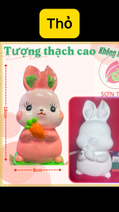 Tượng thạch cao trắng Thỏ ôm cà rốt M79 (Không kèm màu) Bé Tô Màu Tô Tượng