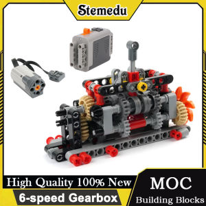 6-Speed Gearbox Model Kit - MOC Technical Building Blocks for DIY Cars - Compatible Transmission Engineering Toy with Gears