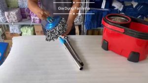 Bộ lau nhà 360 độ thông minh tự vắt mẫu Robo - Kèm cây lau nhà Inox chắc chắn có khoá cố định dể sử dụng ( Tặng 2 bông Cotton )