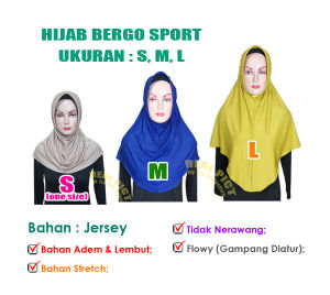 Hijab Bergo Sport Oval Kerudung Sekolah Olahraga Bahan Jersey Jilbab Sport Pet Menutup Dada