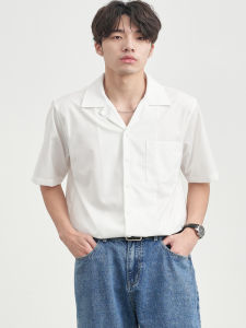 Liberty Kostume Cuban Collar Ice Silk Casual Short Sleeve Shirt Men Summer Loose Fit Multi Pocket No Iron Treatment Youth Trend