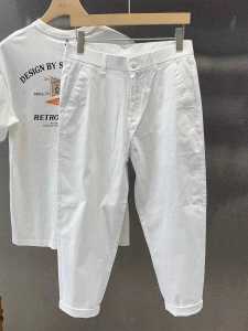 Cotton Casual Pants Mens Nine-Piece Pants Trendy Simple Solid Color Business Casual Versatile Outerwear Casual Pants