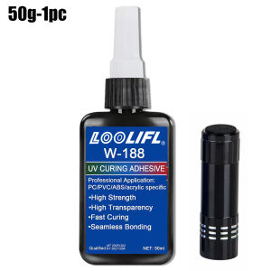 LOOLIFL | LOOLIFL W‑188 UV Shadowless Glue UV Light Curing Adhesive High Transparent Traceless Bond for Glass to Glass Glass‑Metal Crystal