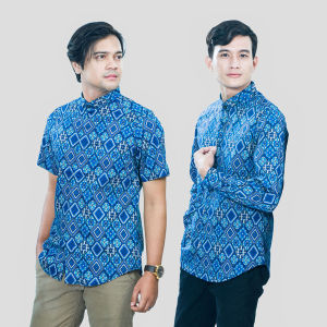 NFZ Kemeja Batik Pria Lengan Pendek Short Brown Batik Diamond Murah 4544B