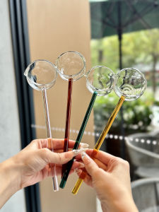 Beautiful And Useful Large Glass Soup Spoon Long Handle Sharp Mouth Scooping Spoon for Noodles And Soup Colorful Dining Utensils