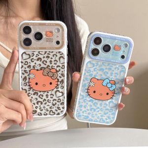 Sanrio | Luxury IMD Leopard Print Cute Sanrio Hello Kitty Case For iphone 17 16 15 17 Pro Max TPU Shockproof Protective Soft Phone Cover