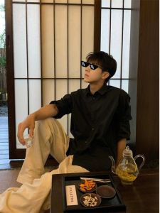 Cleanfit Boyfriend Style Shirt: Men's Summer Thin Ice Silk Drape Long Sleeves Shirt & Sun Protection Outwear