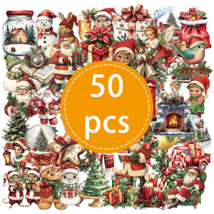 50PCS Creative Merry Christmas Stickers Cartoon Christmas Aesthetic Water Cups Helmet Luggage Skateboard Scrapbooking Decals Toy
