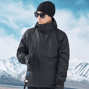 Playboy Outdoor Fleece Lined Thickened Windbreaker Mens Womens Detachable Three-in-One Autumn Winter Mountain Climbing Jacket