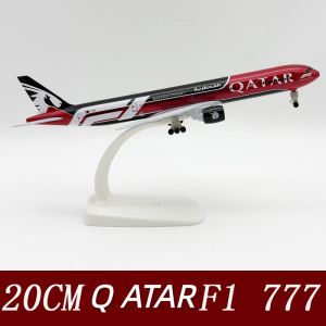 20cm 777-300 Qatar Airways Model Plane Toy Replica Alloy Material Scale Airplanes With Landing Gear Wheels Base