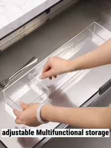 CozE Acrylic Knife Holder Drawer Organizer Kitchen Knife Storage With Adjustable Partition Shelf