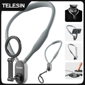 ที่ยึดโทรศัพท์แบบแม่เหล็กติดคอ TELESIN ทำจากซิลิโคน ถอดออกได้รวดเร็ว สำหรับ iPhone 17 16 15 14 13 SAMSUNG HUAWEI XIAOMI อุปกรณ์เสริมโทรศัพท์
