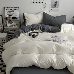 Bộ Vỏ Chăn Đôi Màu 3 Món Có Vỏ Gối Bộ Đồ Giường Polyester Mềm Mại Thoáng Khí Cho Phòng Ngủ Phòng Khách - Không Bao Gồm Lõi