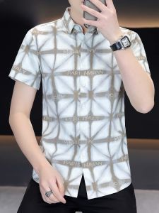 HENGYUANXIANG | Fashionable Plaid Short Sleeve Casual Shirt For Men Anti-Wrinkle Easy Care Polyester Blend Summer New Arrival Shirt By Hengyuanxiang