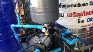 ปั้มน้ําอัตโนมัติขนาด750วัตต์ แบบ4ใบพัด ปั้มน้ําสําหรับทําห้องพัก รีสอร์ท หอพัก10-15ห้อง ปั้มส่งน้ําขึ้นแท้งค์ ปั้มน้ําเพิ่มแรงดัน เรือนปั้มสแตนเลส