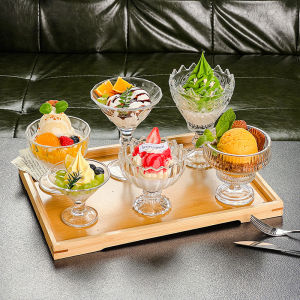 Triangle Glass Cup American Style Coffee Wide Mouth Ice Cream Champagne Juice Glass Cup High Foot Drinks Glassware