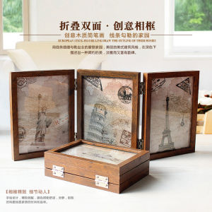 Creative Combination Foldable 6 Inch 7 Inch Double-Sided Puzzle Frame Hanfu Photography Screen Wind Vintage Style Tabletop Display