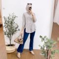 Atasan Wanita Salur Bahan Rayon Premium/Blouse wanita Terbaru/kemeja rayon Premium / Kemeja Rayon Oversized / Kemeja katun rayon / Kemeja Kantor / Blouse Wanita / Kemeja Murah/atasan wanita terbaru/ blouse wanita import/blus wanita. 