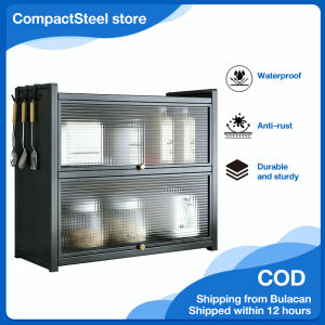 CompactSteel​​ store Kitchen Cabinet Kitchen Seasoning Storage Cabinet Countertop With Cover Dustproof Spice Rack