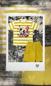 Setelan Anak Perempuan One Set Salur Gambar Rose APT