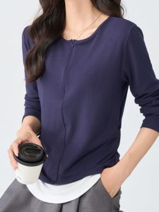 Slim Fit Long Sleeve T-Shirt Base Shirt Womens Early Autumn New Casual Weight Loss Top Elegant Body Shaping Korean Style