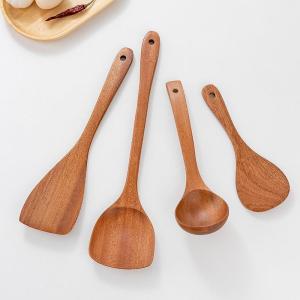 Non-Stick Pan Special Wood Spoon Long Handle Wooden Slanted Spoon Healthily Unpainted 32CM Kitchen Cooking Utensil