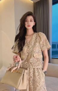 ชุดกางเกงขาสั้นสไตล์ฤดูร้อนสำหรับผู้หญิง ชุดสองชิ้น สไตล์จีนใหม่ ชุดเดรสสุดไฮเอนด์ ชุดแฟชั่นสตรีท เอฟเฟกต์สุดไฮเอนด์