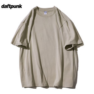 เสื้อยืดคอกลมแขนสั้นทรงหลวมสไตล์อเมริกันสำหรับผู้ชาย ผ้าฝ้ายแท้ 100% สีขาว ทรงหลวม ลำลอง เสื้อชั้นในที่สวมใส่สบาย