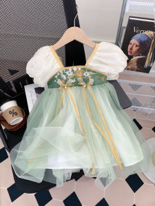 Princess Style Summer Dress Childrens Fashion Baby Girls Hanfu Clothes One Year Old Birthday Costume Ancient Chinese Outfit
