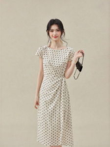 OUYANGXI | Đầm Dài Form A Cao Su Dots